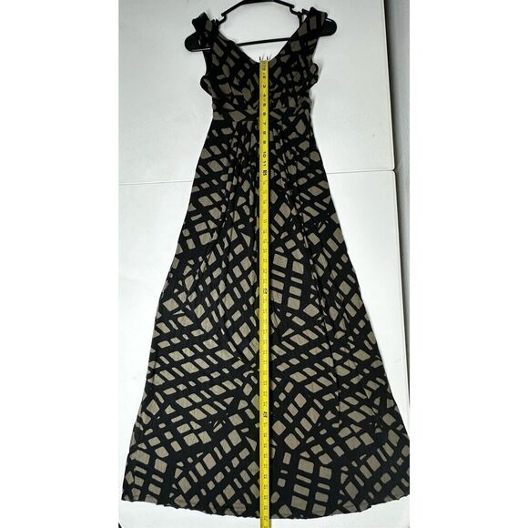 Banana Republic Geometric Pattern Maxi Dress Sleeveless Black Green Size XS - Picture 7 of 15